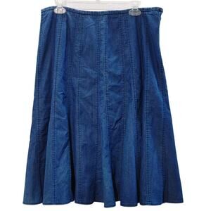 Larry Levine Denim Midi Skirt High Rise Mermaid Dark Wash Blue Womens Size 14